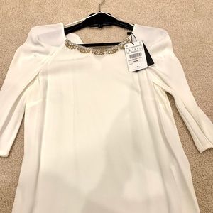 Zara jeweled neck blouse, size Small